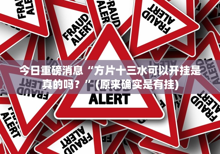 今日重磅消息“方片十三水可以开挂是真的吗？”(原来确实是有挂)